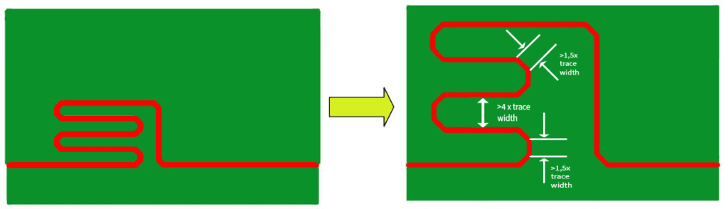 Increase spacing between signal traces